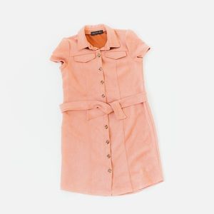 Coral Buttondown Shift Dress